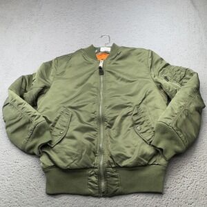 Alpha Industries MA-1 Jacket Mens Medium Green Bomber Reversible Flight Airforce
